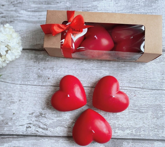 Heart Shaped Candle, Red Heart Decor, Romantic Gift Idea, Gift for Women,  Long Lasting Candle, Candle in Gift Box, Gift for Her, Candle Set 