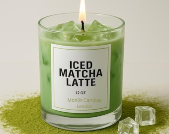 Matcha Latte Scented Candle: Iced Coffee Soy Wax Candle, 12 oz
