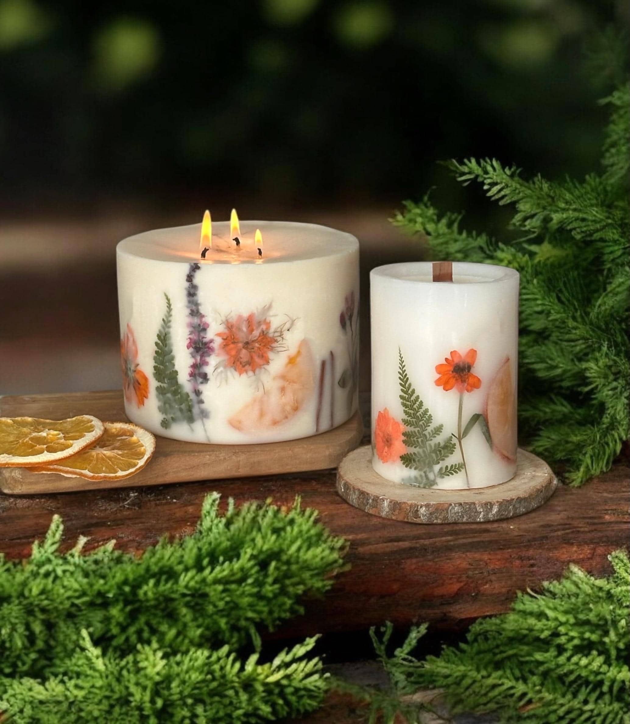 XL Botanical 3-wick Candle: Orange Cinnamon Scent, Vegan Gift