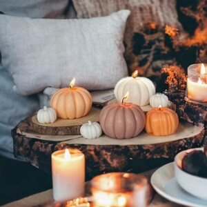 Pumpkin shaped Large Spice Latte Candle: Autumn Scented Fall Decor image 7