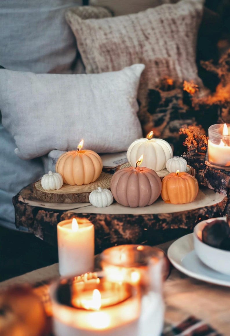 Pumpkin shaped Large Spice Latte Candle: Autumn Scented Fall Decor image 7