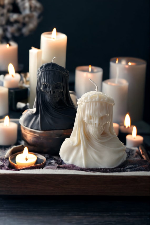 Vela Perfumada De Calavera - Cubo 6x6x6 Cm, Cera De Soja, Larga Duración, Decoración Halloween