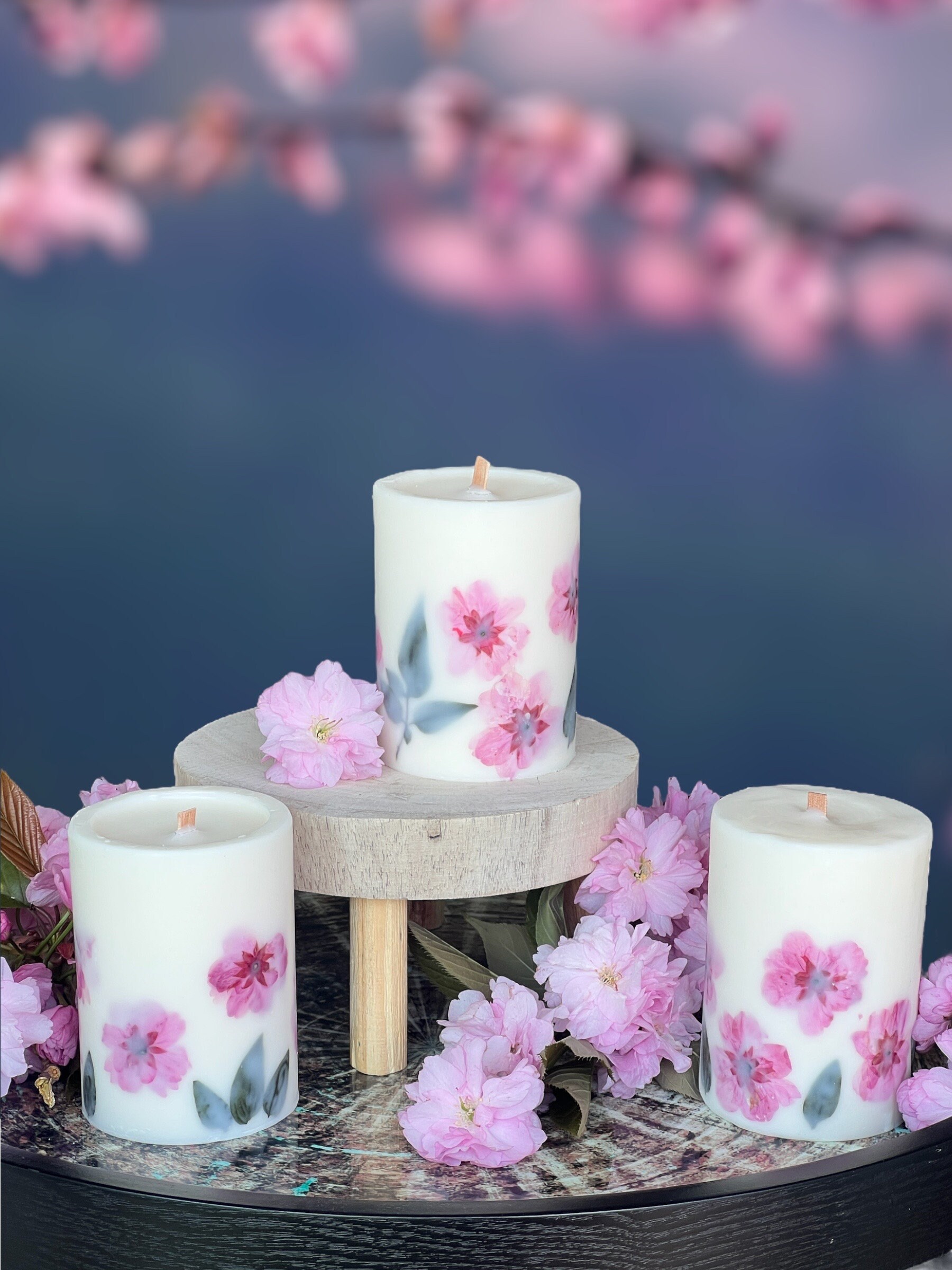 Gift Boxed Candle For Her Scented Soy Pillar Candle With Dried Flowers ...