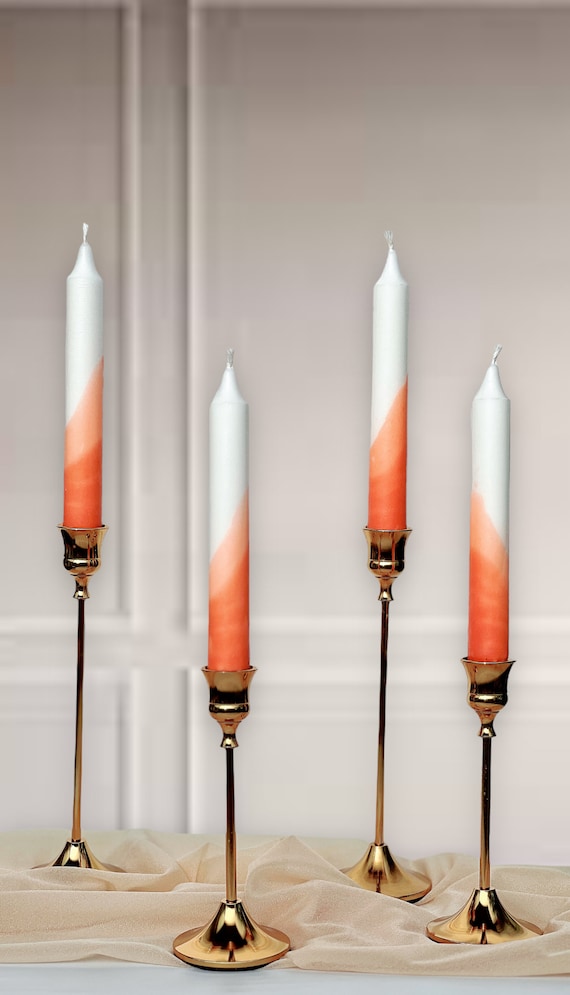 Candele Coniche Sfumate Blu Fatte A Mano - Non Profumate, Senza Fumo - Alte 12,7 Cm - Set Da 2 - 2