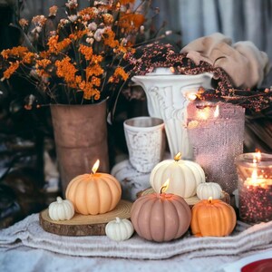 Pumpkin shaped Large Spice Latte Candle: Autumn Scented Fall Decor image 3