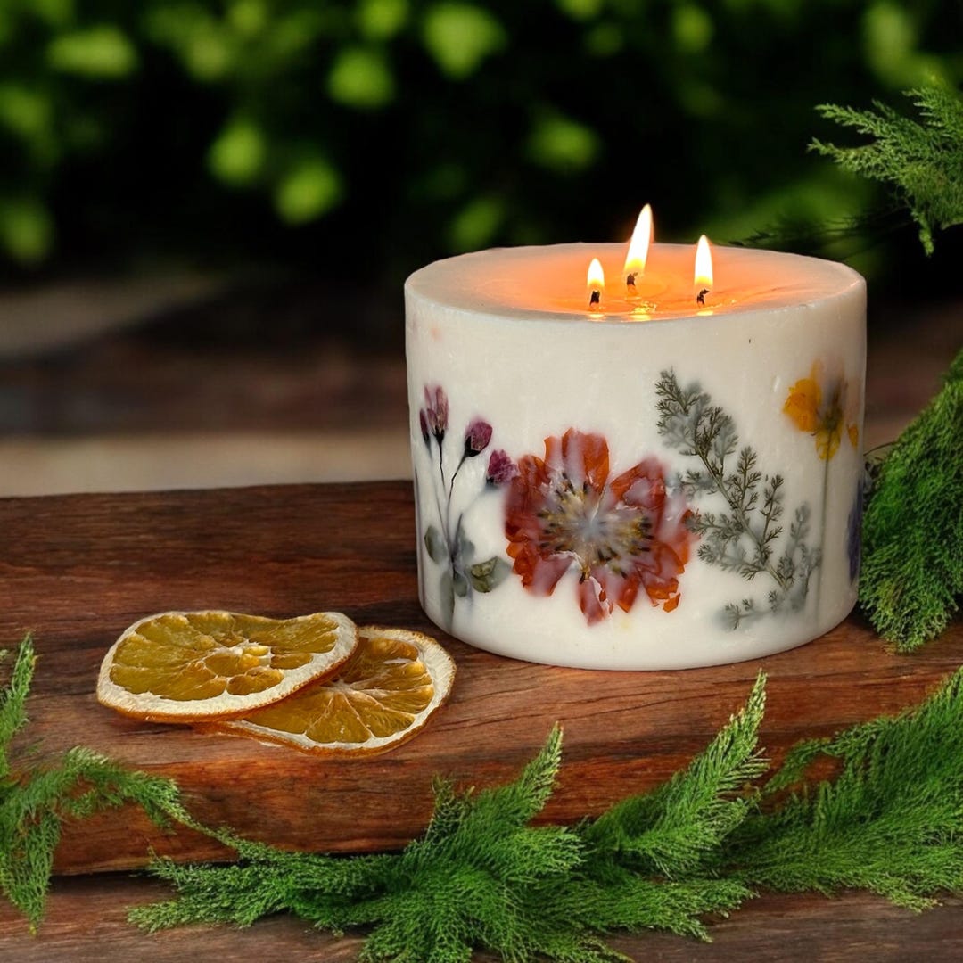 XL Botanical 3-wick Candle: Orange Cinnamon Scent, Vegan Gift - Etsy