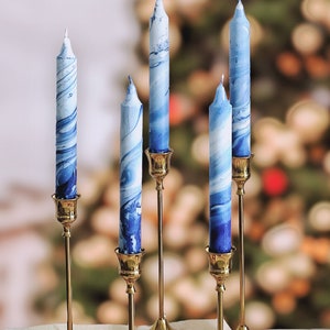 Set of 3 candles,marble candles,taper candles,dinner candles,blue and white home decor,wedding candles,tall taper candles,tapered candles image 3