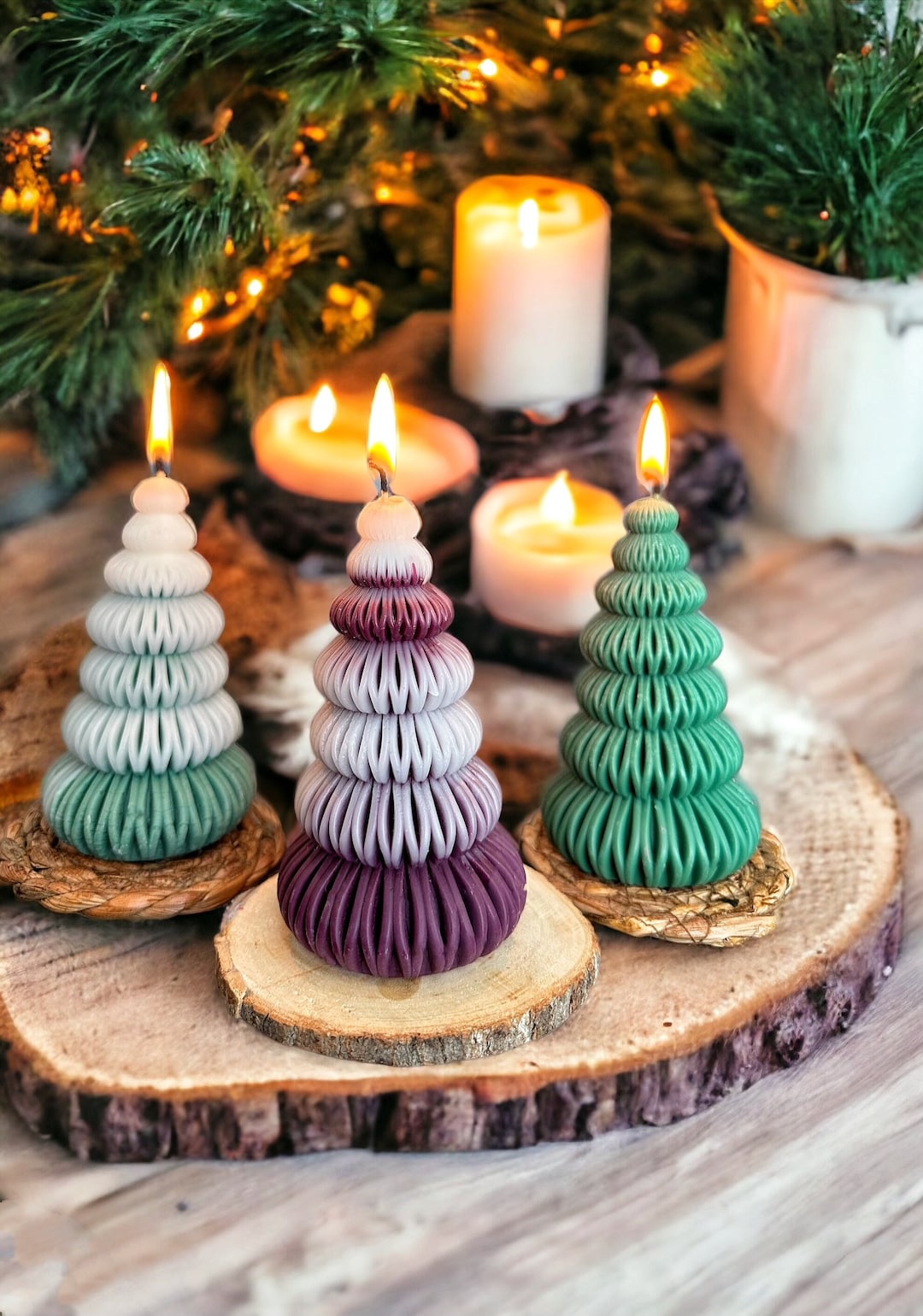 Christmas Tree Pillar Candle,christmas Candle Gift,christas Tree Shaped