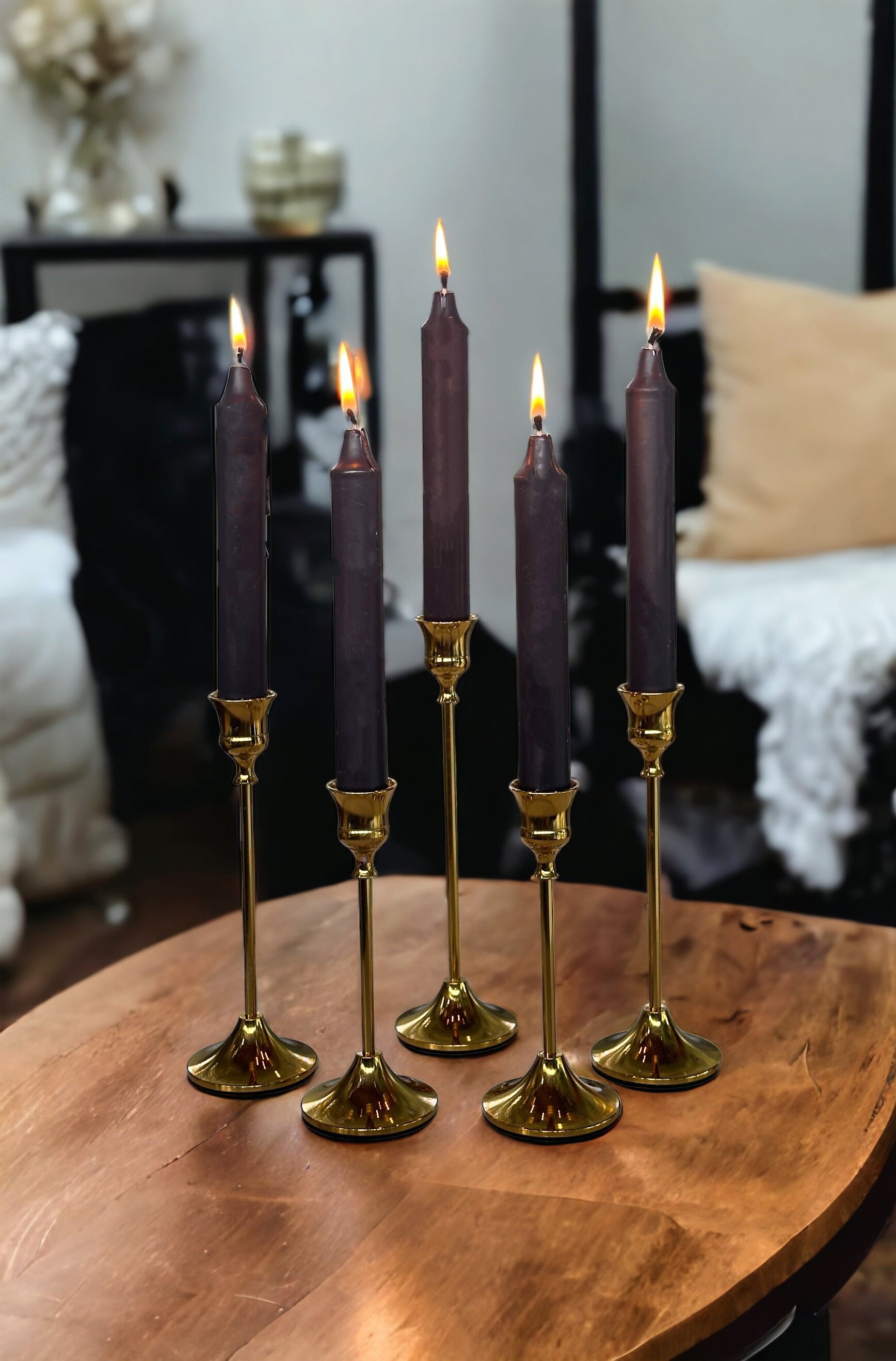 Black taper candles deals