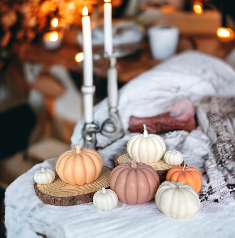 Pumpkin shaped Large Spice Latte Candle: Autumn Scented Fall Decor image 6