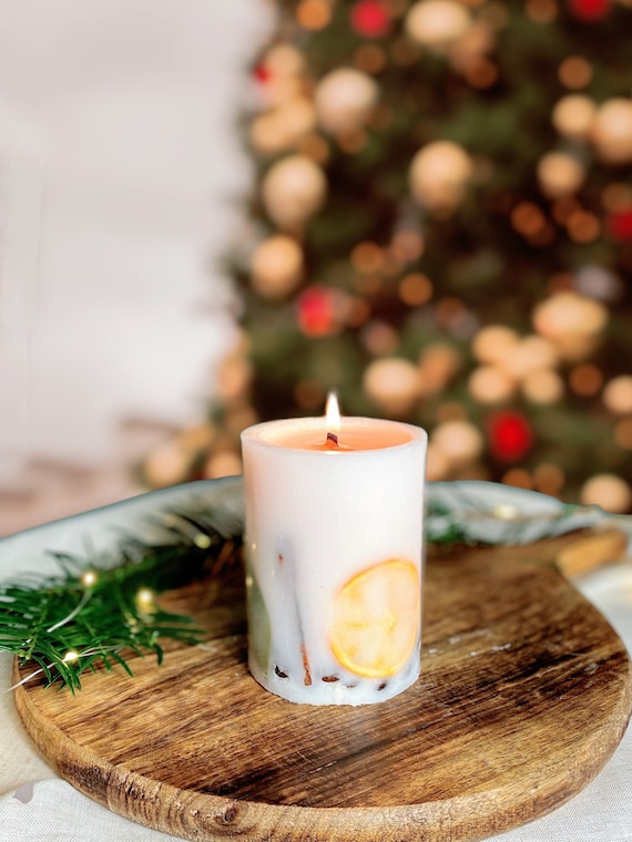 Große Stumpenkerze, Geburtstagsgeschenk,Dankesgeschenk,Wohndekor,Kerze Geschenk,botanische Kerze,getrocknete Blume,veganes Geschenk,Entspannungsgeschenk