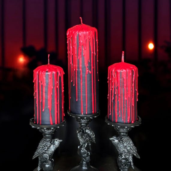 XL Blood Dripping Candle,gothic Halloween Candle,black Red