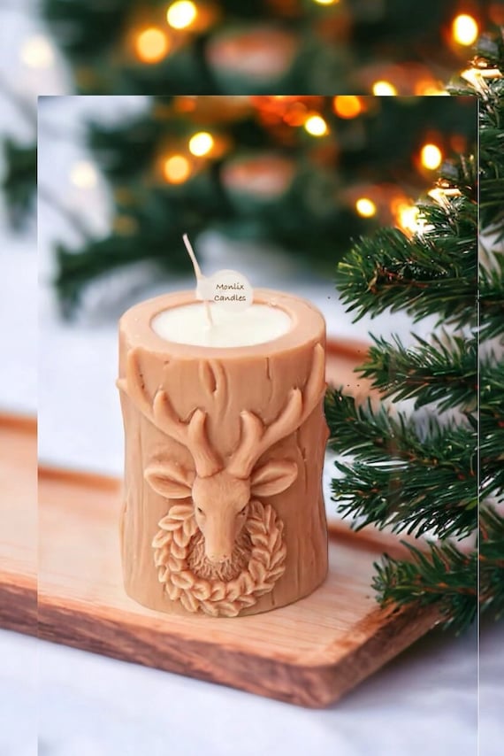 Large scented Christmas candle,Christmas gift for her,Festive home decor,Rein Deer candle,Thank you gift,Holiday Candle,Gift for women,vegan