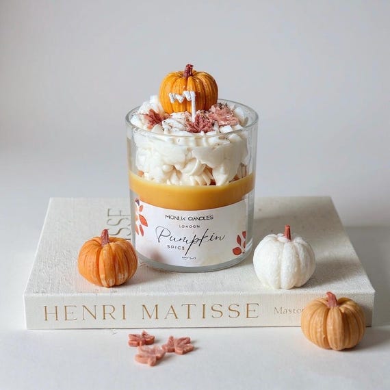Pumpkin Spice Latte scented Candle,Large Fall candle gift ,Autumn candle gift,whipped candle,Food candle,Gourmet,autumn table centrepiece,