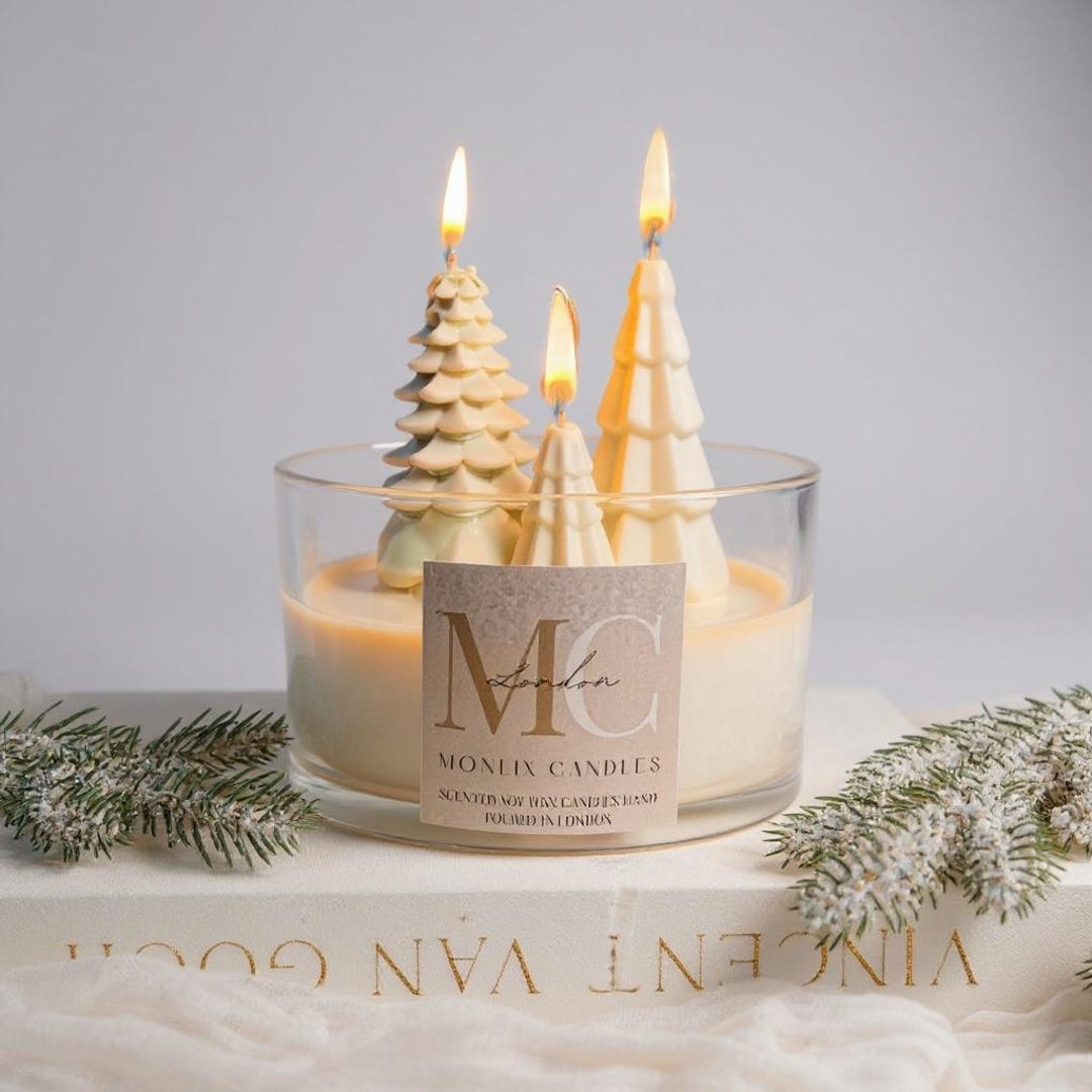Large Christmas Tree Candle Bowl,winter Forest Candle,soy Wax Christmas ...