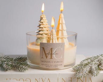 Large Christmas Tree Candle Bowl,Winter Forest Candle,Soy Wax Christmas Centerpiece,Minimalist Holiday Décor Gift, festive gift for her