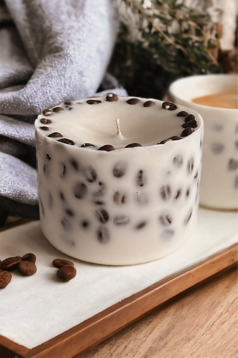Large Coffee scented candle,Coffee bean botanical candle,coffee lover gift,candle for man,centrepieces for coffee table,thank you gift,vegan