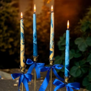 Royal blue marble tall taper candles,dinner candles,blue home decor,wedding dip dyed  candle sticks,Christmas candles,candle gift for her