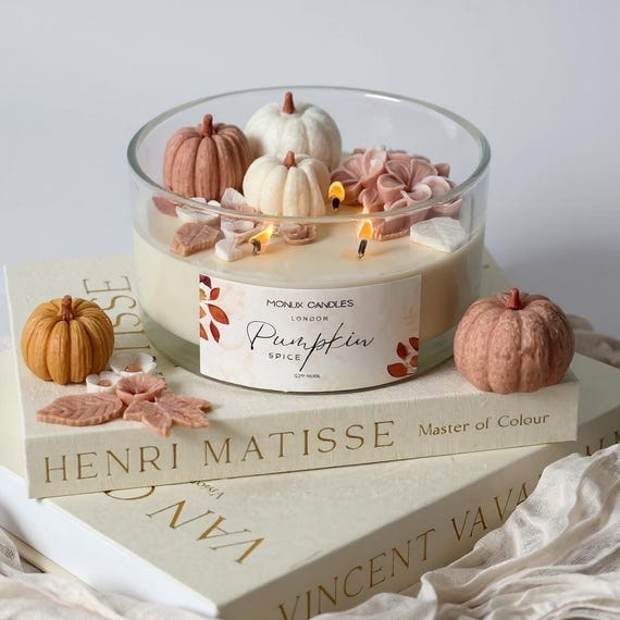 3 Wick XL Large Autumn Fall Candle,Pumpkin spice scented candle,Fall table decor,hygge candle gift for her,pumpkin home decor,Autumn leaves,
