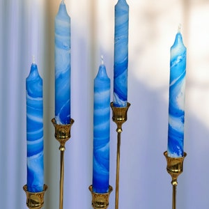 Set of 3 candles,marble candles,taper candles,dinner candles,blue and white home decor,wedding candles,tall taper candles,tapered candles image 6