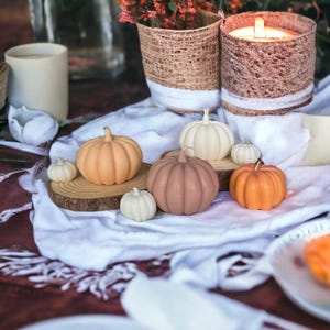 Pumpkin shaped Large Spice Latte Candle: Autumn Scented Fall Decor image 5