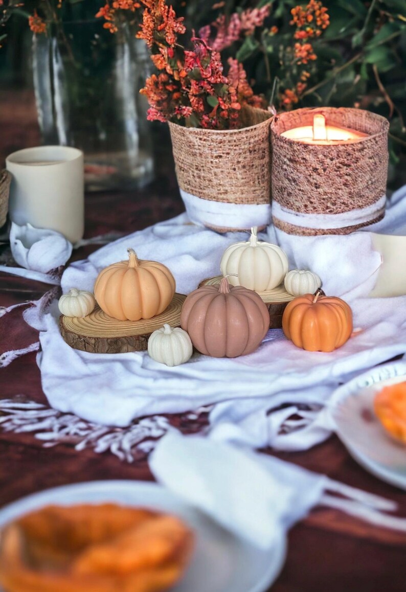 Pumpkin shaped Large Spice Latte Candle: Autumn Scented Fall Decor image 5