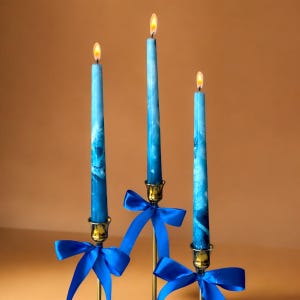 Royal blue marble tall taper candles,dinner candles,blue home decor,wedding dip dyed  candle sticks,Christmas candles,candle gift for her