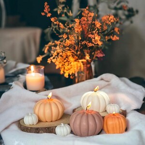 Pumpkin shaped Large Spice Latte Candle: Autumn Scented Fall Decor image 4