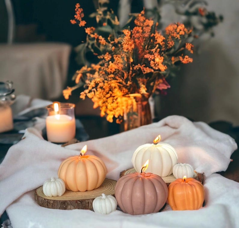 Pumpkin shaped Large Spice Latte Candle: Autumn Scented Fall Decor image 4