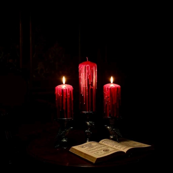 XL Blood Dripping Candle,gothic Halloween Candle,black Red