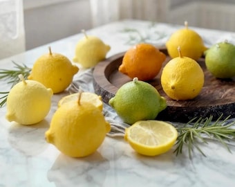 Lemon Shaped Taper Candles: Mediterranean Kitchen Decor, Summer Gift