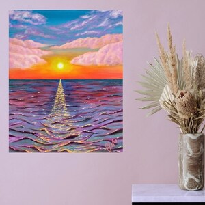 Seascape Sunset Clouds &quot;Serenity&quot; Canvas Print of Original Art
