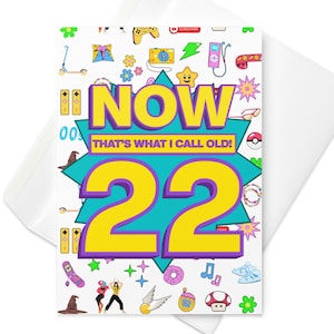 Agora é isso que eu chamo de velho! 22º aniversário! Cartão grande de felicitações | cartão de aniversário personalizado para jovens de 22 anos