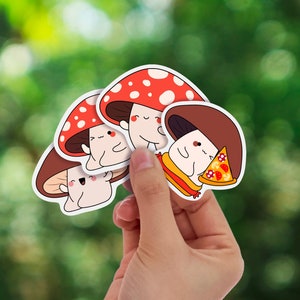 Cute kawaii mushroom sticker set | pack of mushroom stickers | premium high gloss eco-friendly vinyl