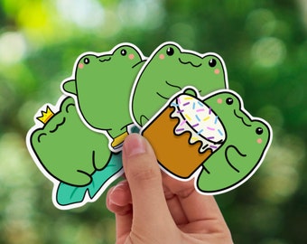Conjunto de adesivos de sapo kawaii | À prova d'água, veganos e ecológicos