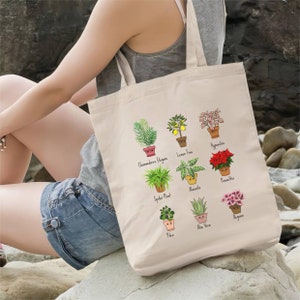 Cute Houseplants Tote Bag | Eco Friendly Canvas Reusable Shopping Bag ...