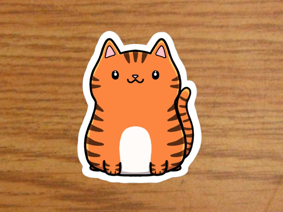 Kawaii Cat Sticker | Waterproof Glossy Vinyl, Laptop Decal - Etsy
