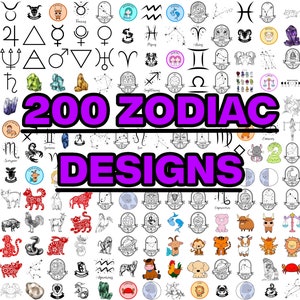 200 disegni zodiacali unici in HD / costellazioni di segni zodiacali e simboli astrologici per scrapbooking, journaling, adesivi, stampa a casa, blocchi note
