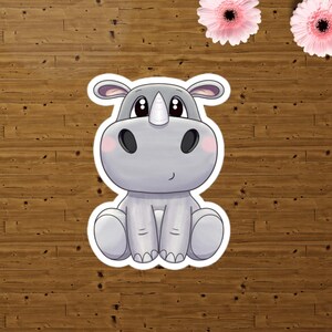Cute kawaii rhino sticker | premium high gloss eco-friendly vinyl