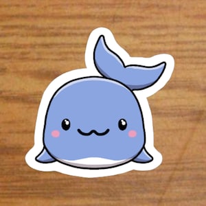 Simpatico adesivo balena kawaii / vinile ecologico premium lucido
