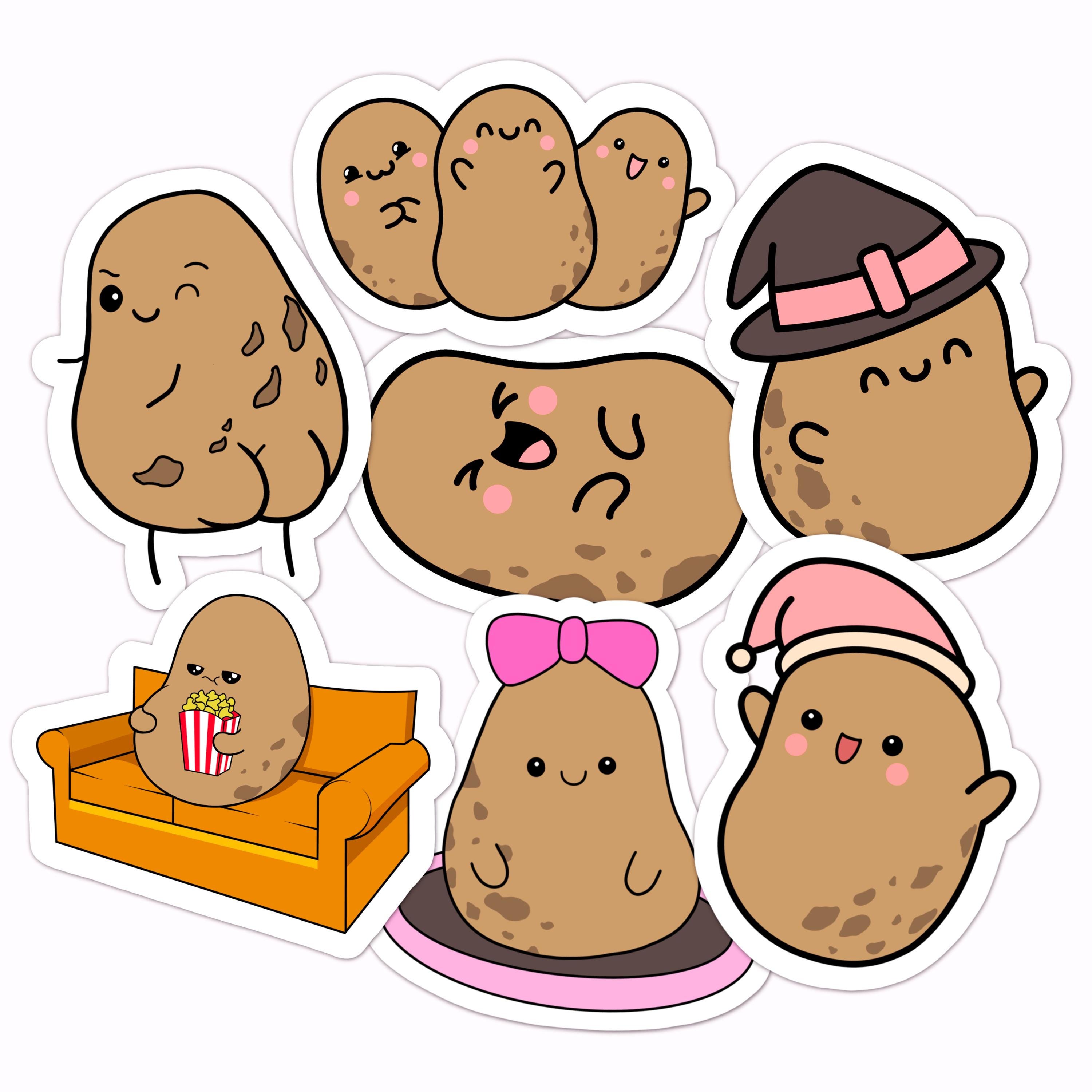 Potato sticker pack | 7 premium eco-friendly vinyl stickers | high gloss waterproof