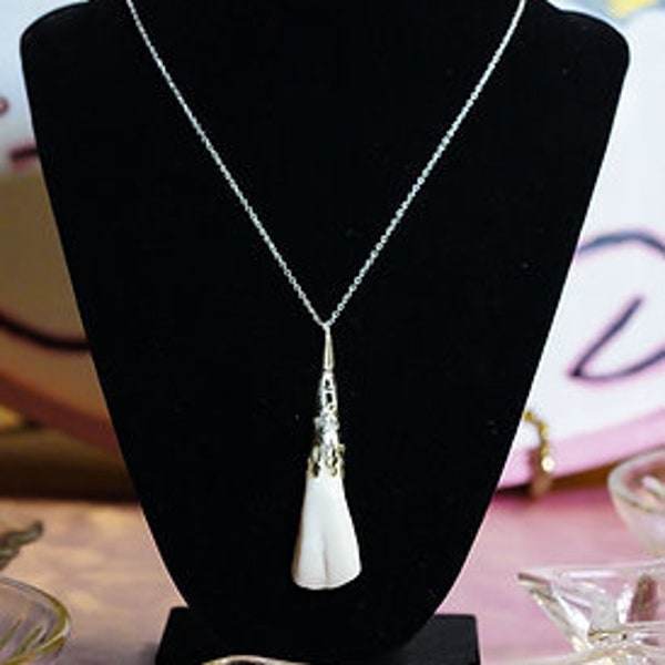 Elk Tooth With Floral Silver Bead Cap