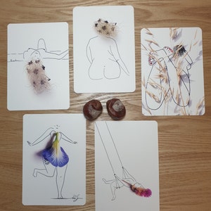 Lot de 5 cartes postales "EXTASE" - végétal print
