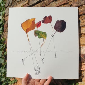 Reproduction Square 30x30 illustration &quot;Kite&quot; - plant print