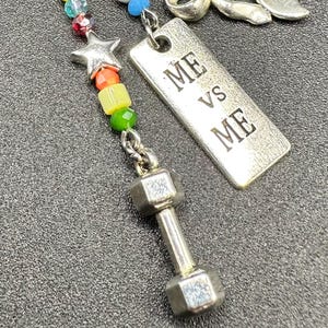 Gym Bag Charm Motivational Bling Bead Dangle