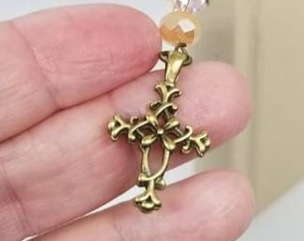 Metal Hook Bookmark with Glass Crystal Bead Dangle Charm