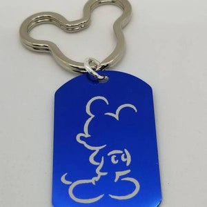 Engraved Personalized Tag Keychain with Mickey Keyring Disney Theme
