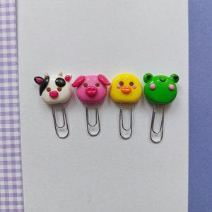 Set mit 4 Tierklammern, Kuhklammer, Schweineclip, Hühnerclip, Frosch büroklammer