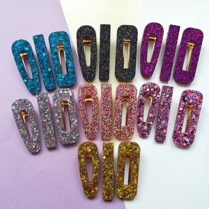 Glitter Resin Hair Clips, Resin Barrette, Hair Barrette, Resin Clips, Resin Hair Accessories, Shiny Hair Clips