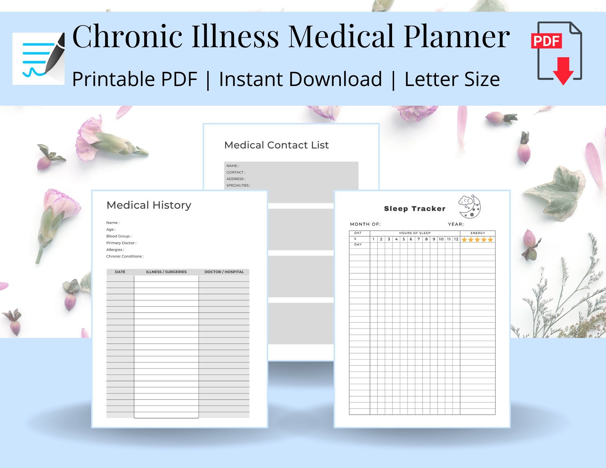 Chronic Illness Planner, Medical Planner, Health Care Planner, Medical ...